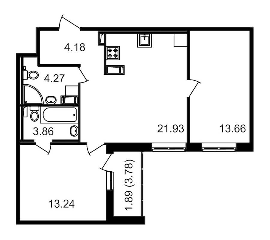 Двухкомнатная квартира в : площадь 64.92 м2 , этаж: 11 – купить в Санкт-Петербурге
